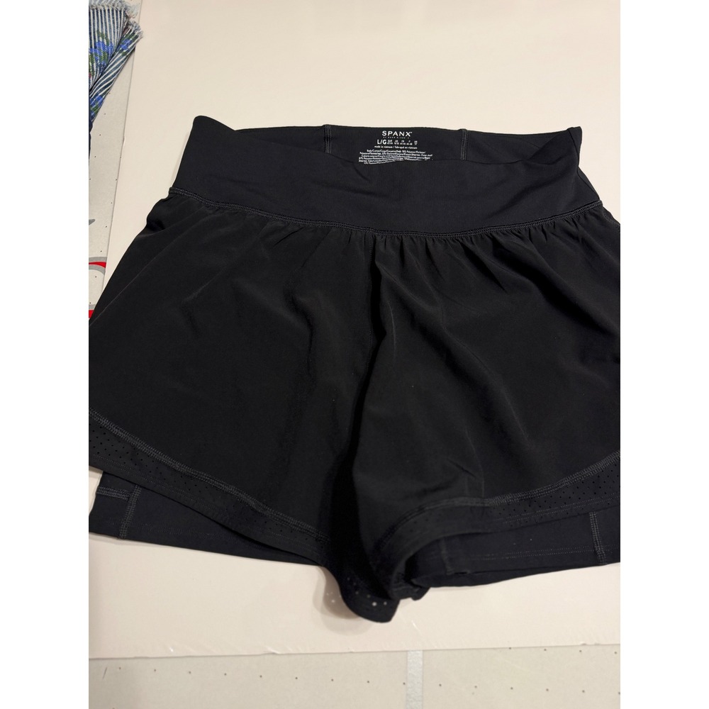 Spanx Get Moving 2-in-1 Running Shorts‎ Black Large L Activewear Gym Workout